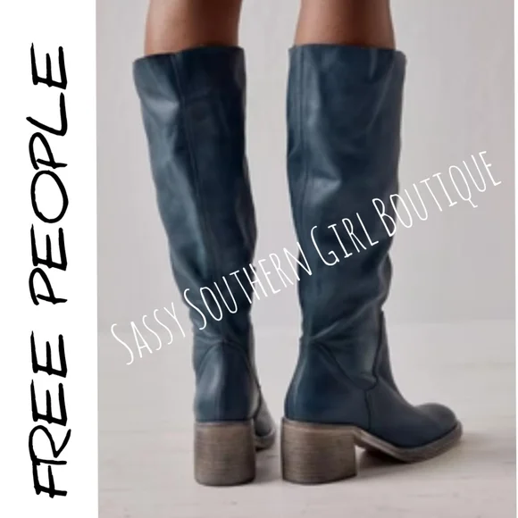 🆕⭐ FREE PEOPLE black leather tall boots